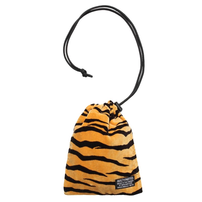 画像1: WACKO MARIA/TIGER VELOUR DRAWSTRING BAG（YELLOW）［タイガーベロアドローストリングバッグ-25秋冬］