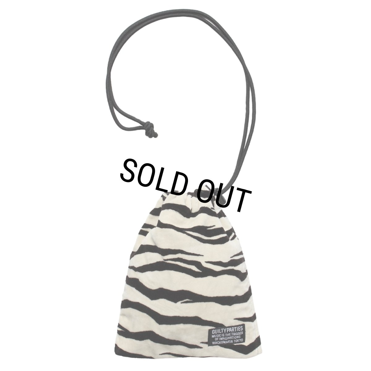画像1: WACKO MARIA/TIGER VELOUR DRAWSTRING BAG（WHITE）［タイガーベロアドローストリングバッグ-25秋冬］ (1)