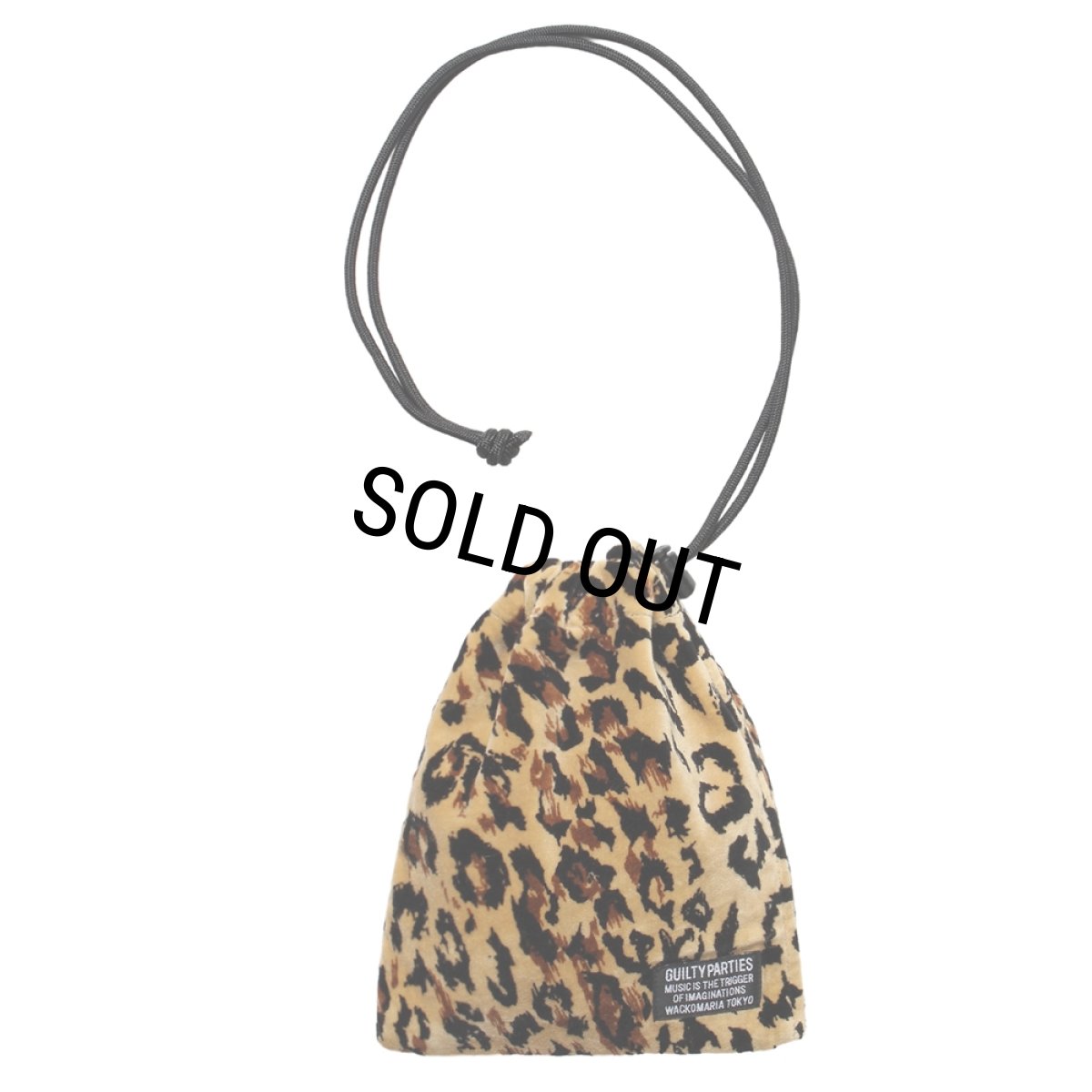 画像1: WACKO MARIA/LEOPARD VELOUR DRAWSTRING BAG（BEIGE）［レオパードベロアドローストリングバッグ-25秋冬］ (1)