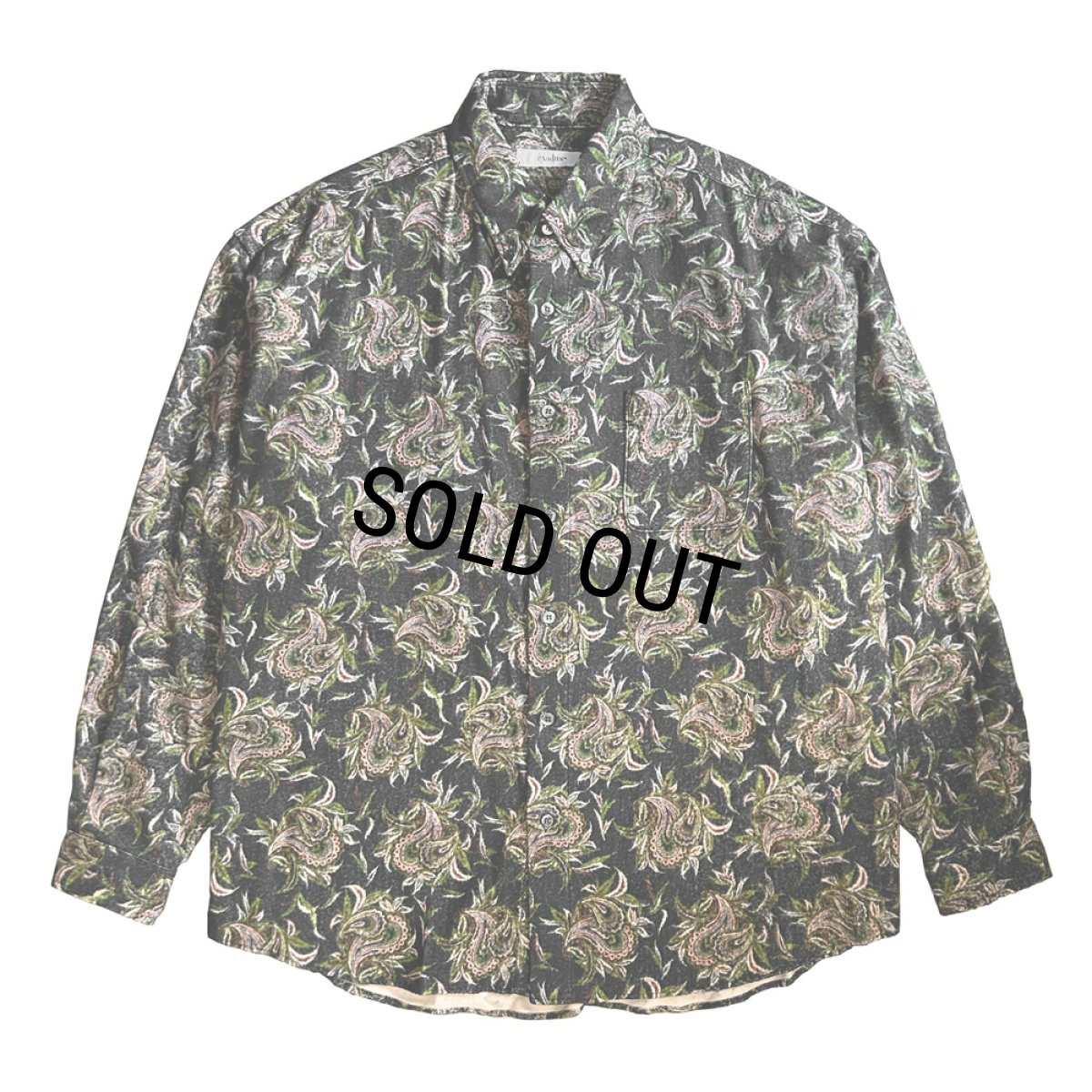画像1: 【30％OFF】exodus brand/BUDS PAISLEY B.D SHIRT（D-GREY）［バッズペイズリーB.Dシャツ-25秋冬］ (1)