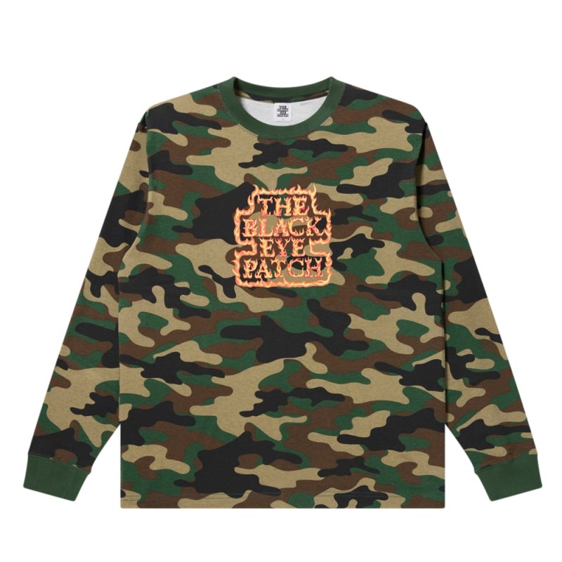 画像1: BlackEyePatch/FLAMED OG LABEL L/S TEE（WOODLAND CAMO）
