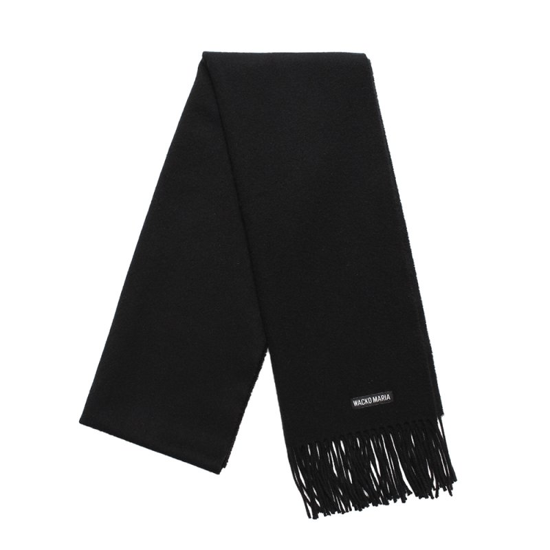 画像1: WACKO MARIA/WOOL SCARF（BLACK）［ウールスカーフ-25秋冬］