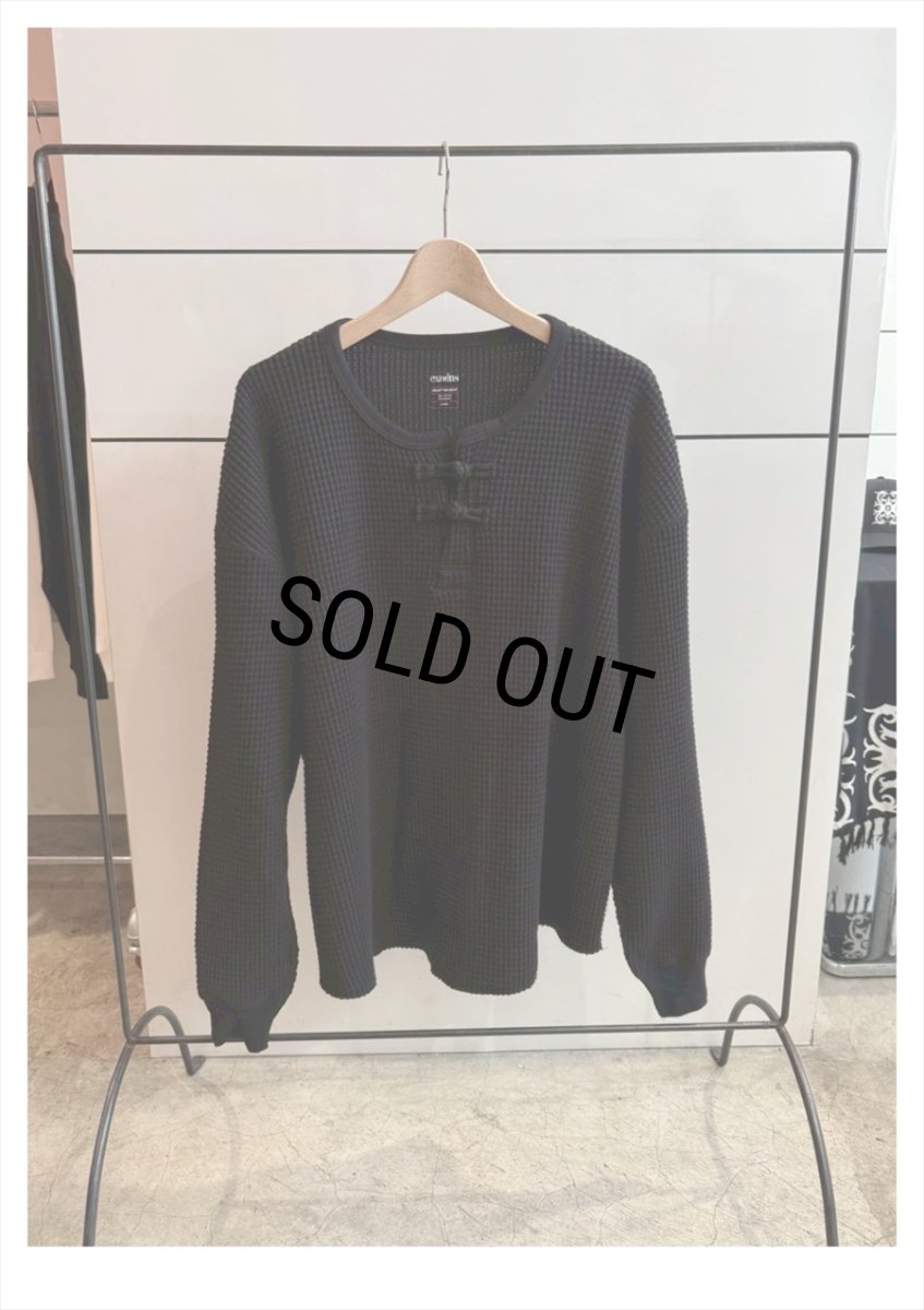 画像2: 【30％OFF】exodus brand/ORIENTAL HENRY NECK SHIRT（BLACK）［オリエンタルヘンリーネックサーマル-25秋冬］ (2)