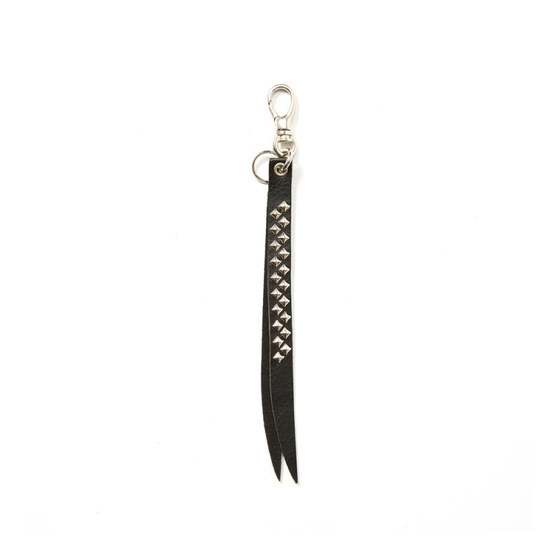 画像1: CALEE/STUDS LEATHER SHORT KEY RING（BLACK）［スタッズレザーショートキーリング-25秋冬］