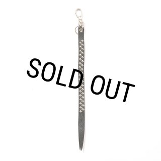CALEE/STUDS LEATHER LONG KEY RING（BLACK）［スタッズレザーロング