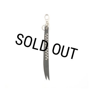 CALEE/STUDS LEATHER SHORT KEY RING（BLACK）［スタッズレザー
