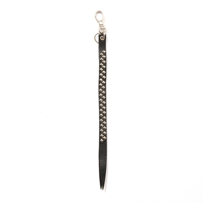 画像1: CALEE/STUDS LEATHER LONG KEY RING（BLACK）［スタッズレザーロングキーリング-25秋冬］