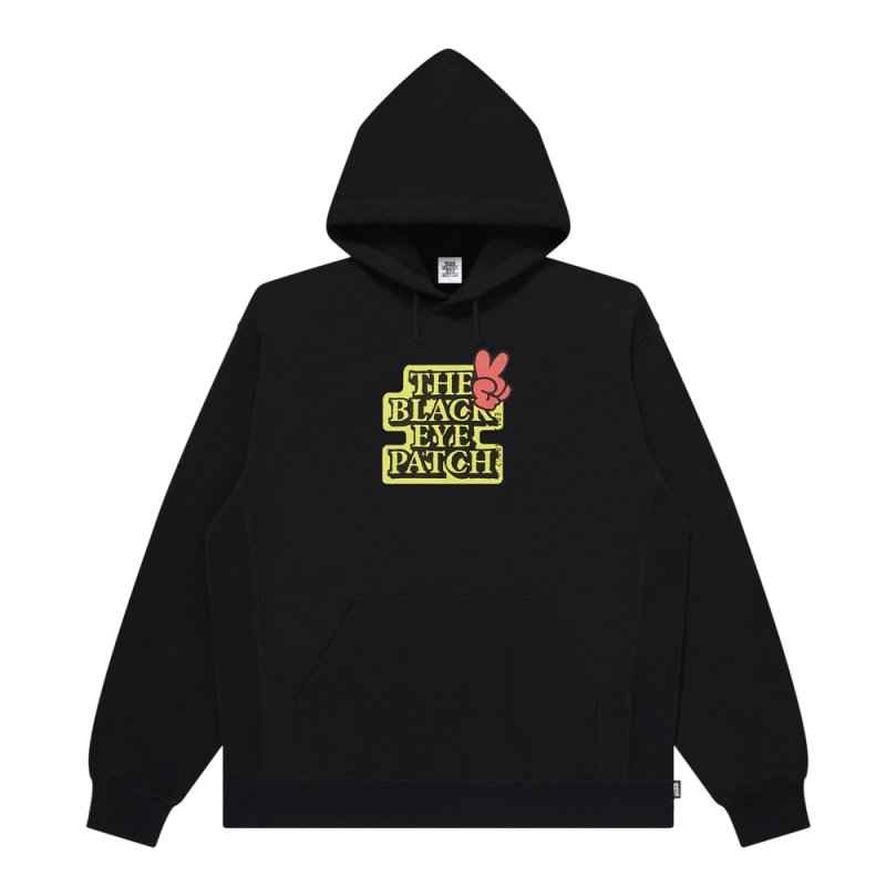 画像1: BlackEyePatch/PEACE SIGN OG LABEL HOODIE（BLACK）