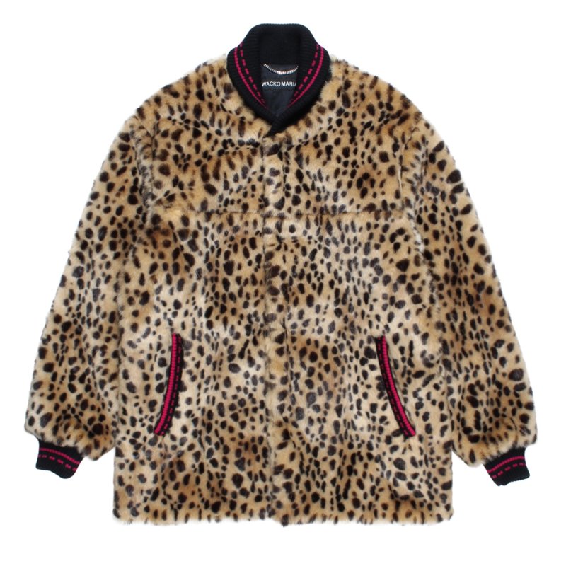 画像1: WACKO MARIA/LEOPARD FAUX FUR CAR CLUB JACKET（BEIGE）［レオパードファーカークラブJKT-25秋冬］