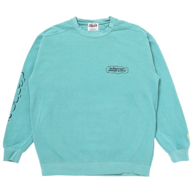 画像1: PORKCHOP/RUNNING LOGO SWEAT（MINT GREEN）［ランニングロゴスウェット-25秋冬］