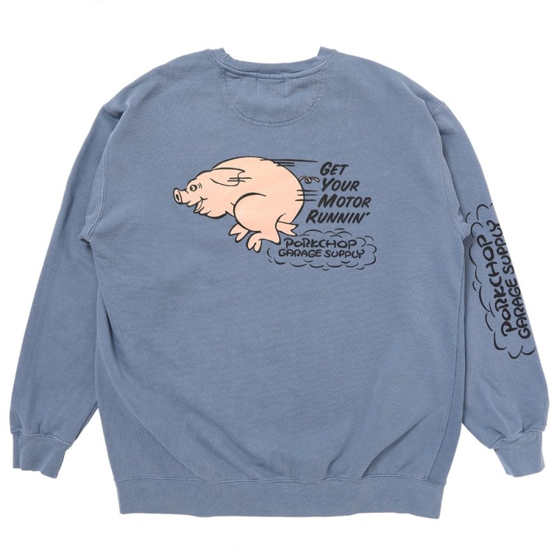 画像2: PORKCHOP/RUNNING LOGO SWEAT（BLUE GRAY）［ランニングロゴスウェット-25秋冬］