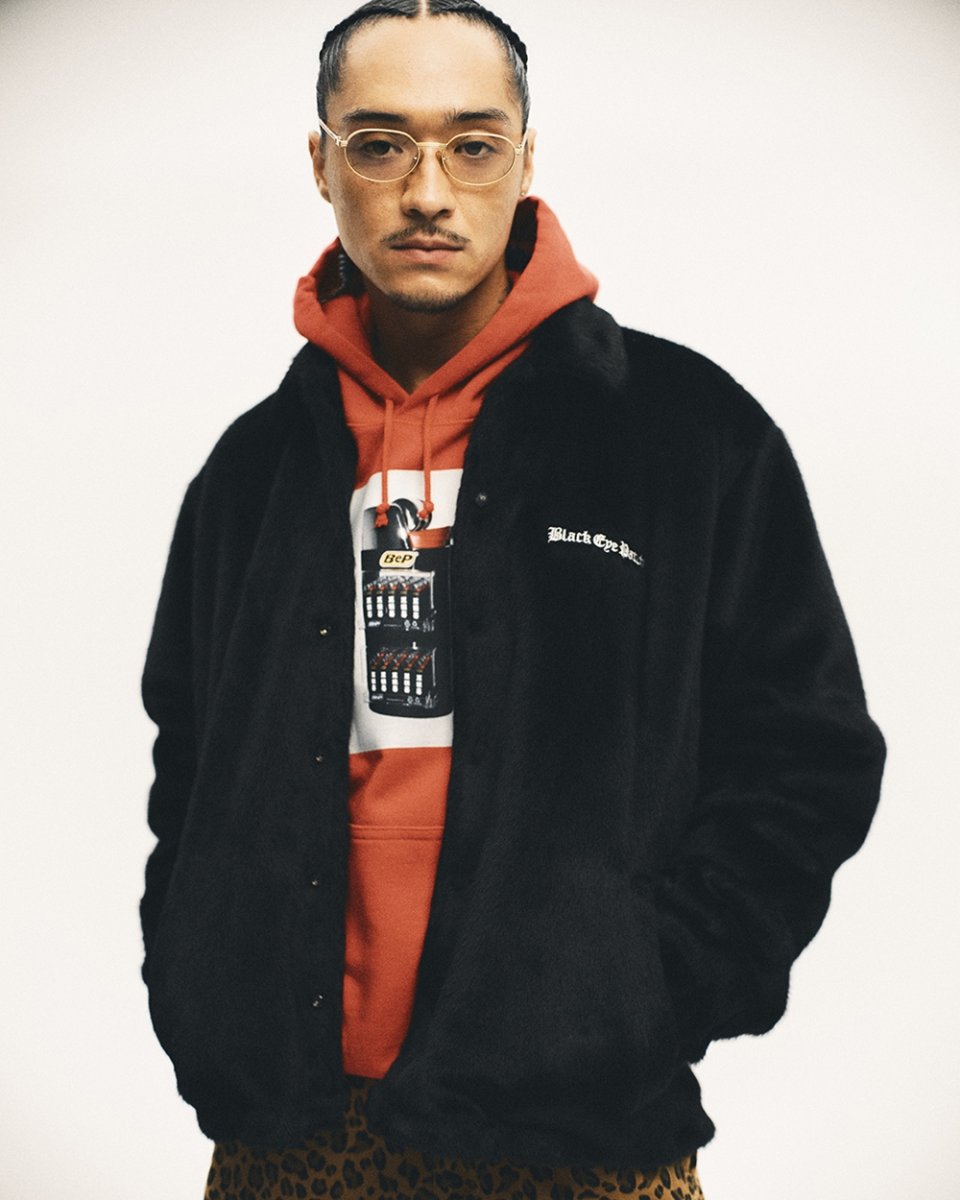 画像3: BlackEyePatch/OE LOGO FAUX FUR COACH JACKET（BLACK） (3)