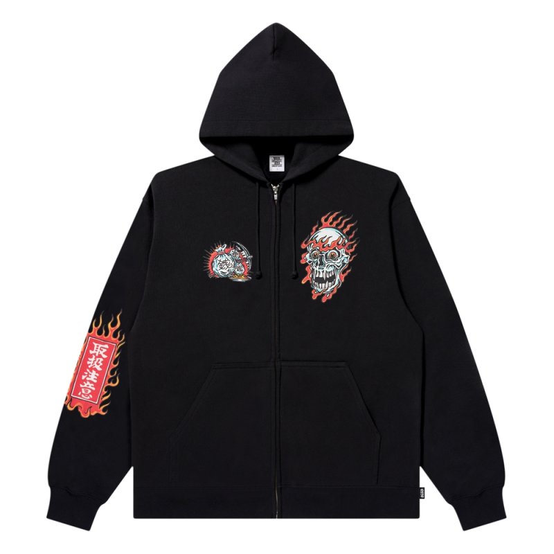 画像1: BlackEyePatch/UE SKULL MONEY DRAGON ZIP HOODIE(BLACK)