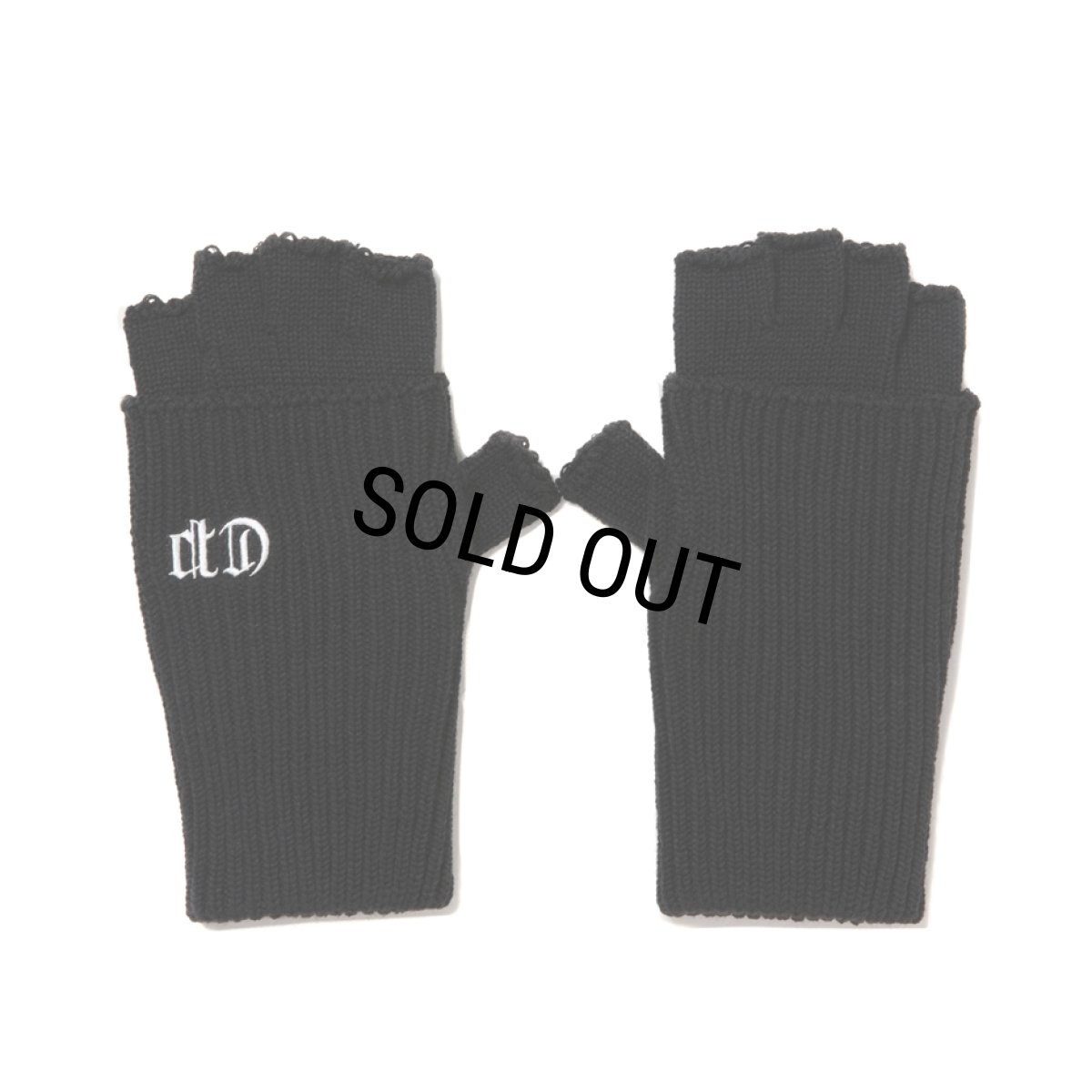 画像1: COOTIE PRODUCTIONS/Knit Cuffed Fingerless Glove（Black）［ニットカフドフィンガーレスグローブ-25秋冬］ (1)
