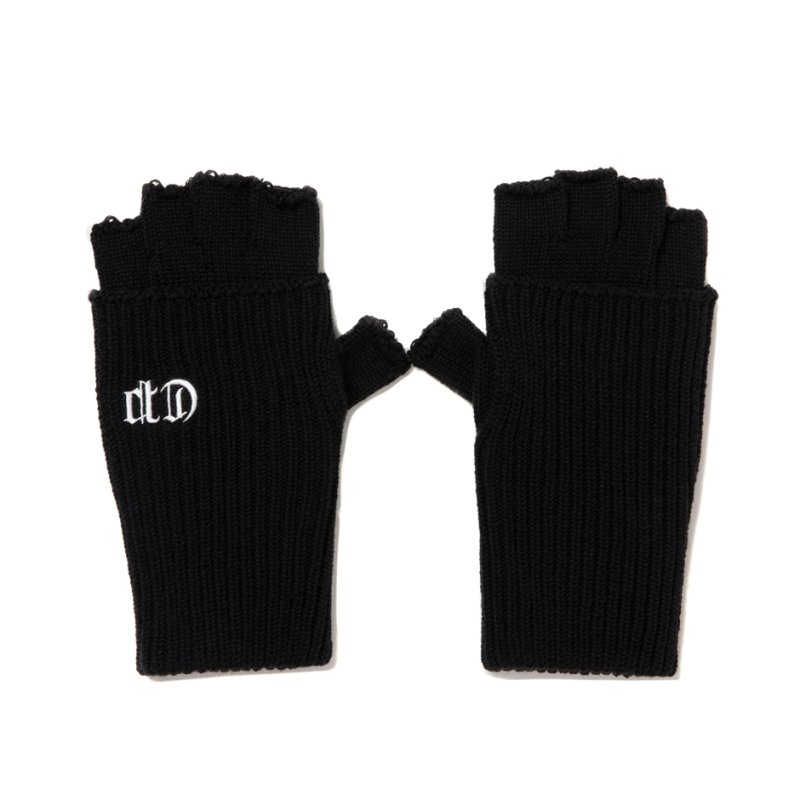 画像1: COOTIE PRODUCTIONS/Knit Cuffed Fingerless Glove（Black）［ニットカフドフィンガーレスグローブ-25秋冬］