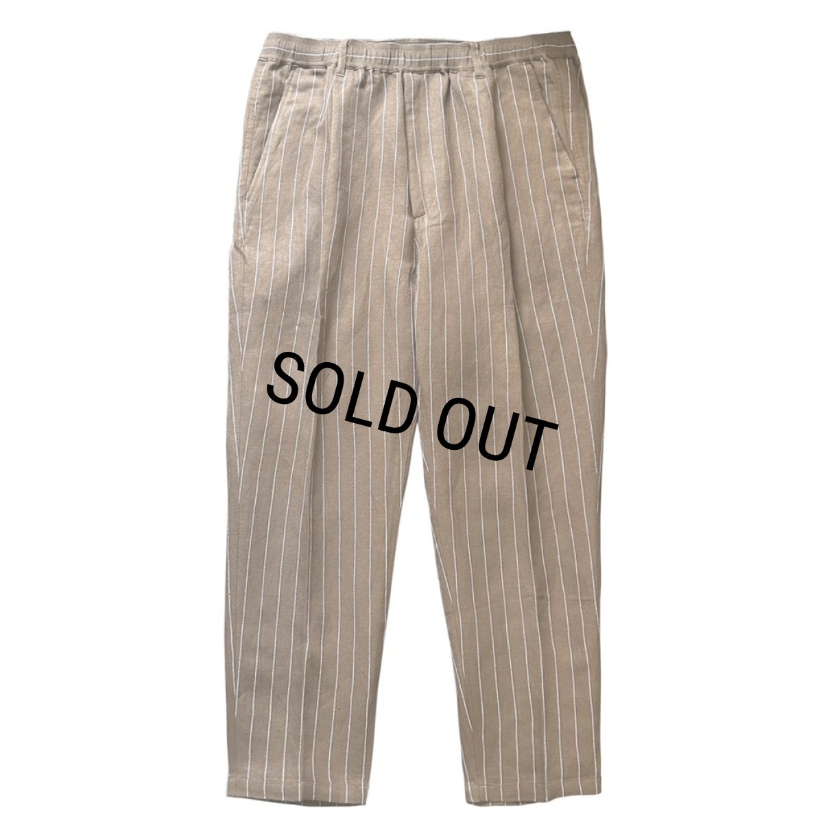 画像1: exodus/RAYON/HEMP PINSTRIPE EASY PANTS（BROWN/WHITE）［ピンストライプイージーパンツ-25秋冬］ (1)