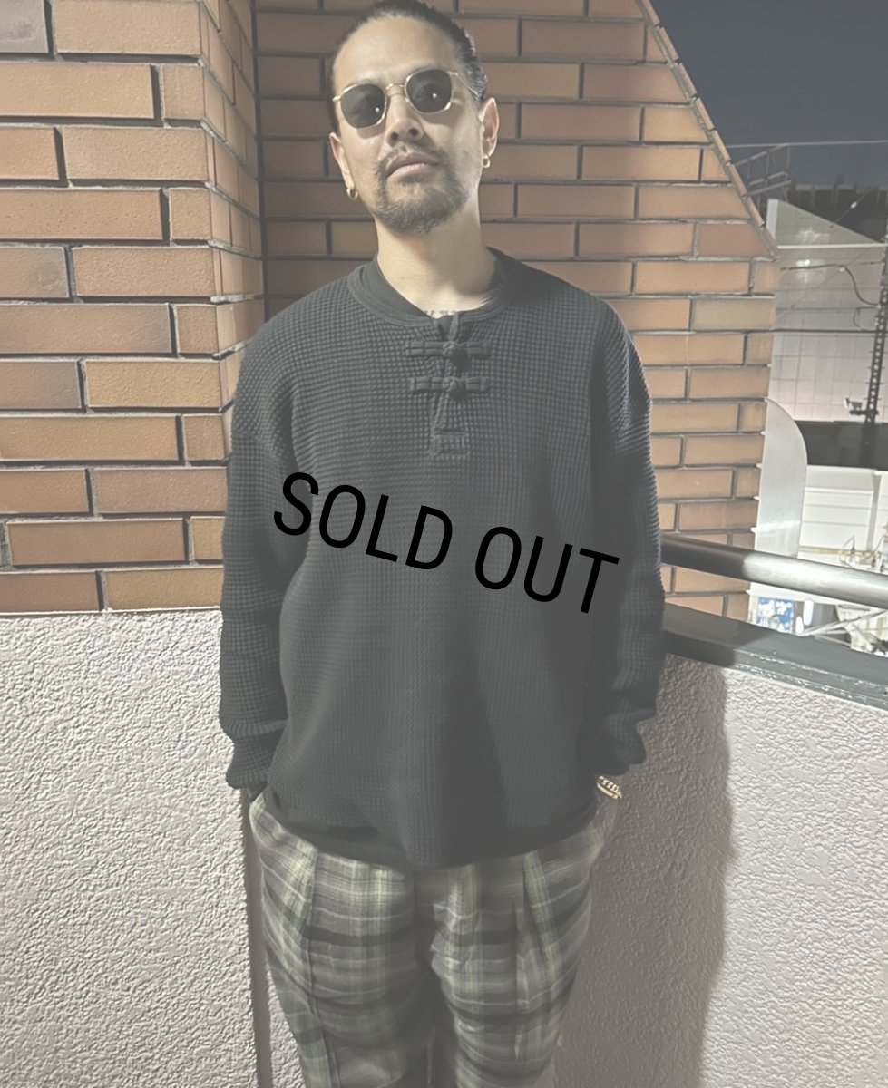 画像3: 【30％OFF】exodus brand/ORIENTAL HENRY NECK SHIRT（BLACK）［オリエンタルヘンリーネックサーマル-25秋冬］ (3)