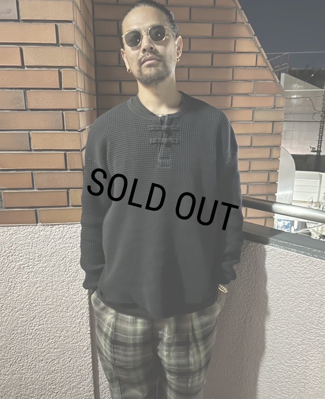 30％OFF】exodus brand/ORIENTAL HENRY NECK SHIRT（BLACK