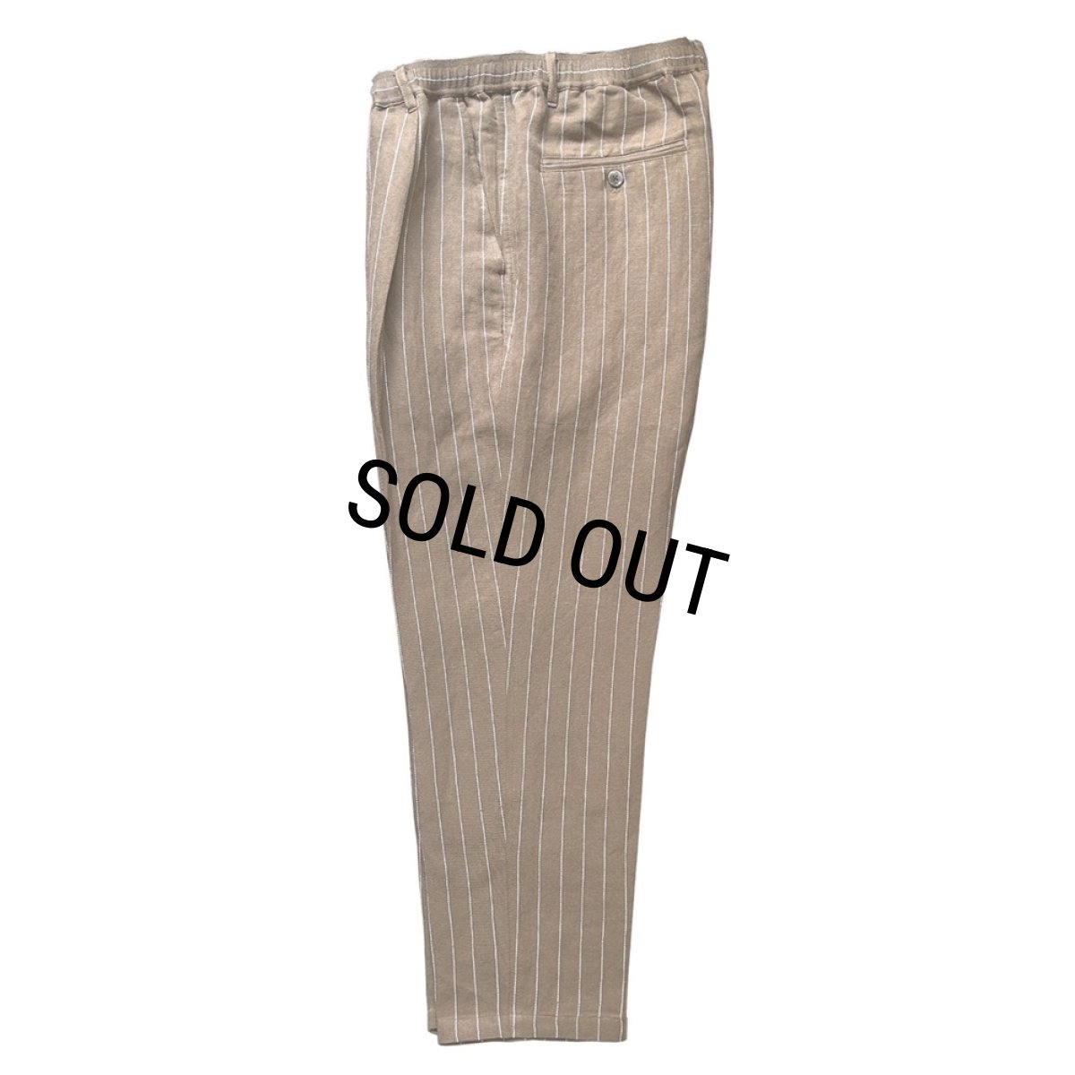 画像2: exodus/RAYON/HEMP PINSTRIPE EASY PANTS（BROWN/WHITE）［ピンストライプイージーパンツ-25秋冬］ (2)