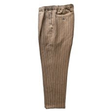 画像2: exodus/RAYON/HEMP PINSTRIPE EASY PANTS（BROWN/WHITE）［ピンストライプイージーパンツ-25秋冬］ (2)