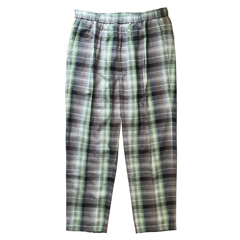 画像1: exodus/RAYON/HEAVY WEIGHT RAYON OMBRE CHECK EASY PANTS（BROWN/GREEN）［オンブレチェックイージーパンツ-25秋冬］