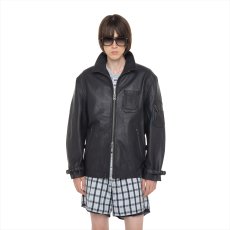 画像2: DAIRIKU/MIllitary Leather Flight Jacket（Navy/Black）［ミリタリーレザーフライトJKT-26春夏］ (2)