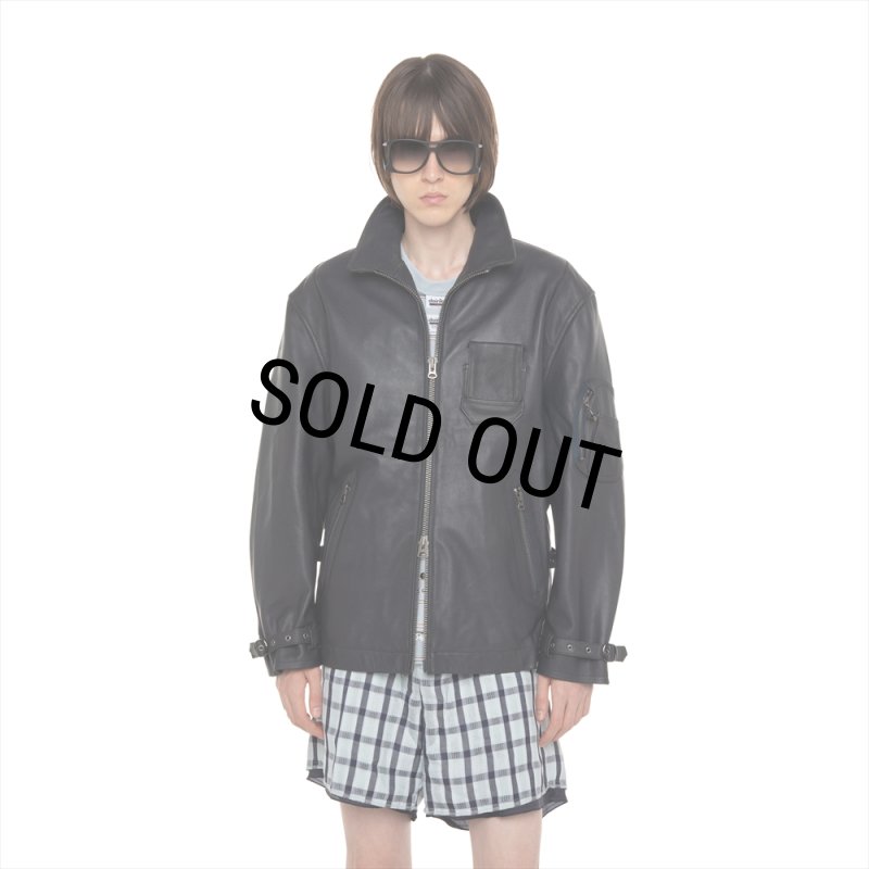 30%OFF】DAIRIKU/MIllitary Leather Flight Jacket（Navy/Black