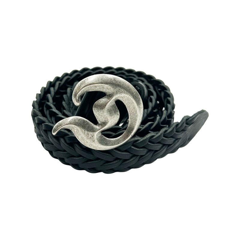 画像1: DAIRIKU/"D" Buckle Braided Leather Belt（Black）［ブレイディドレザーベルト-26春夏］