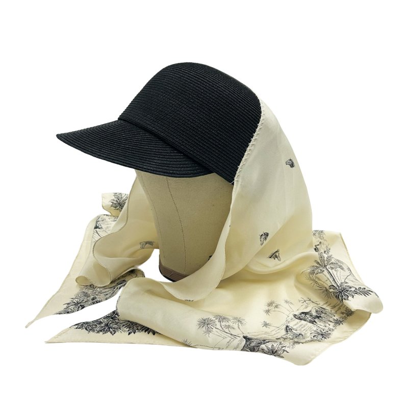 画像1: DAIRIKU/Scarf Docking Straw Cap（Black）［スカーフドッキングストローキャップ-26春夏］