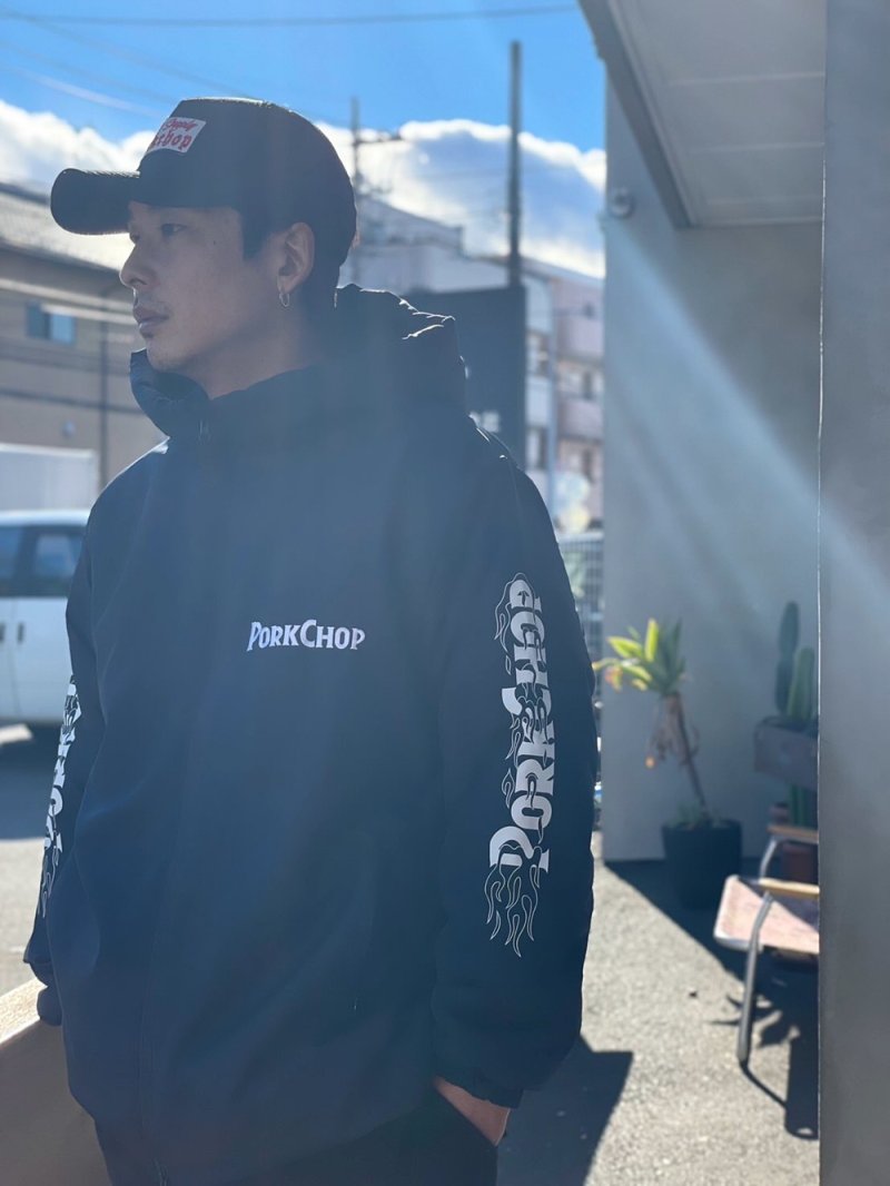 画像3: PORKCHOP/BURNING LOGO HOODED JKT（NAVY）［バーニングロゴフーデッドJKT-25秋冬］