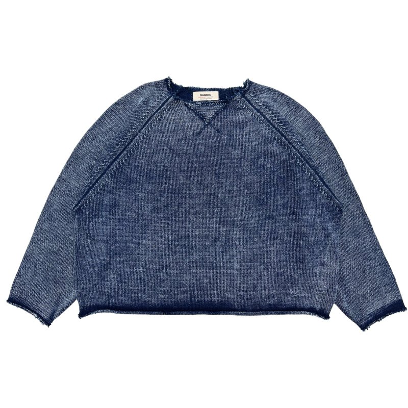 画像1: DAIRIKU/Vintage Washed Pullover Knit Sweater（Indigo）［ヴィンテージウォッシュドニットセーター-26春夏］