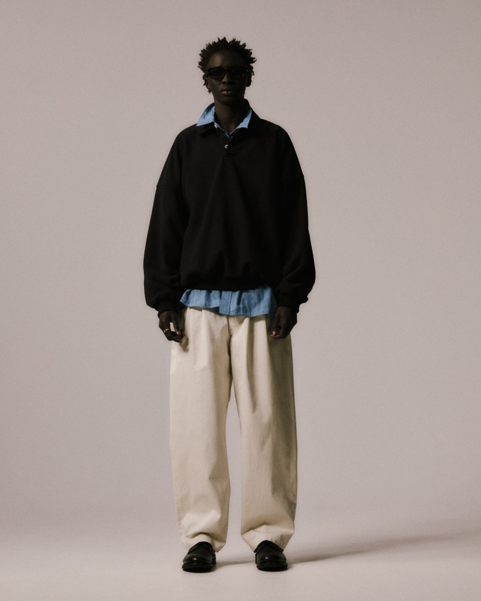 画像6: COOTIE PRODUCTIONS/Fleece Sweat Polo Shirt（Black）［フリースポロ-26春夏］ (6)