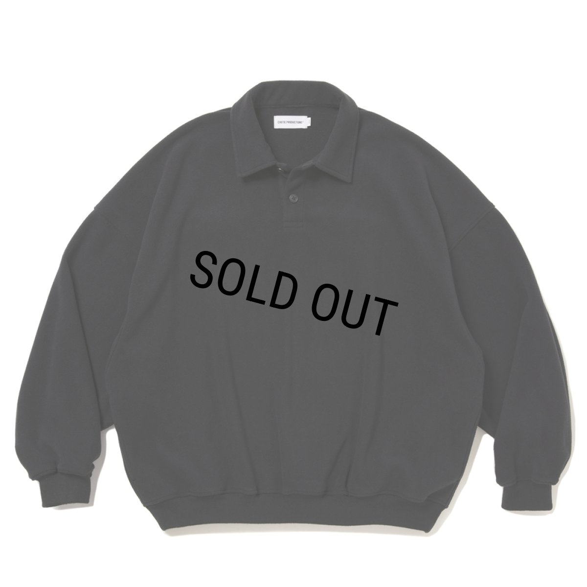 画像2: COOTIE PRODUCTIONS/Fleece Sweat Polo Shirt（Black）［フリースポロ-26春夏］ (2)