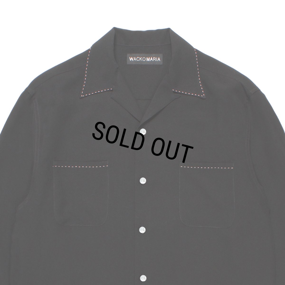 画像2: WACKO MARIA/50'S OPEN COLLAR SHIRT（BLACK）［ピンポイントステッチ50'Sオープンカラーシャツ-26春夏］ (2)