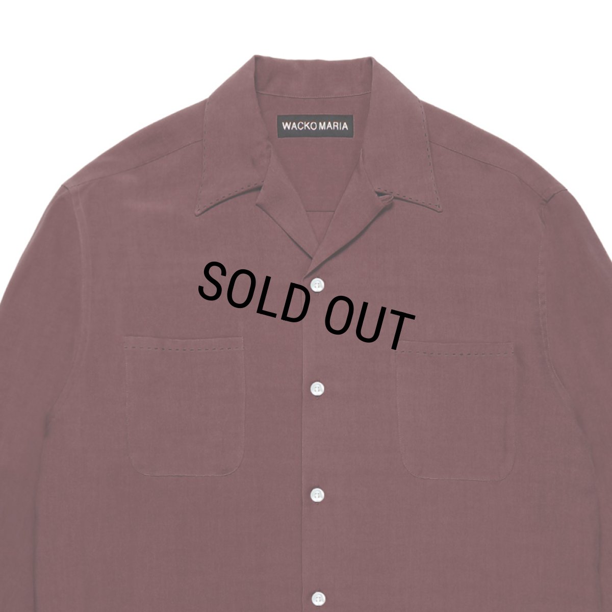 画像2: WACKO MARIA/50'S OPEN COLLAR SHIRT（BURGUNDY）［ピンポイントステッチ50'Sオープンカラーシャツ-26春夏］ (2)