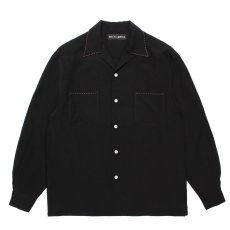 画像1: WACKO MARIA/50'S OPEN COLLAR SHIRT（BLACK）［ピンポイントステッチ50'Sオープンカラーシャツ-26春夏］ (1)