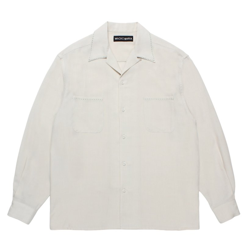 画像1: WACKO MARIA/50'S OPEN COLLAR SHIRT（IVORY）［ピンポイントステッチ50'Sオープンカラーシャツ-26春夏］