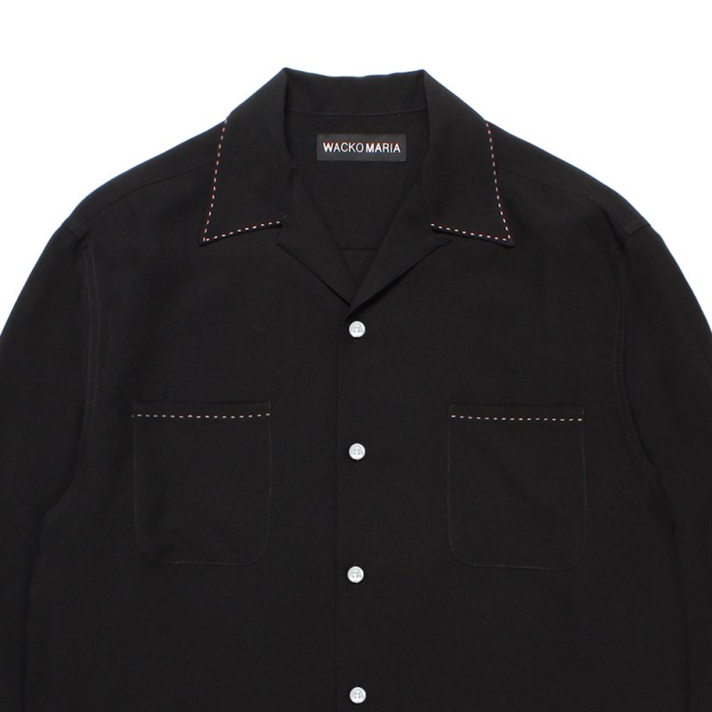 画像2: WACKO MARIA/50'S OPEN COLLAR SHIRT（BLACK）［ピンポイントステッチ50'Sオープンカラーシャツ-26春夏］