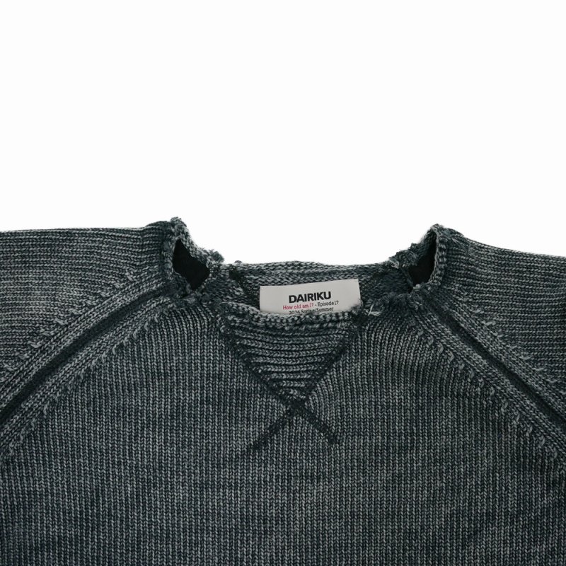 30%OFF】DAIRIKU/Vintage Washed Pullover Knit Sweater（Black