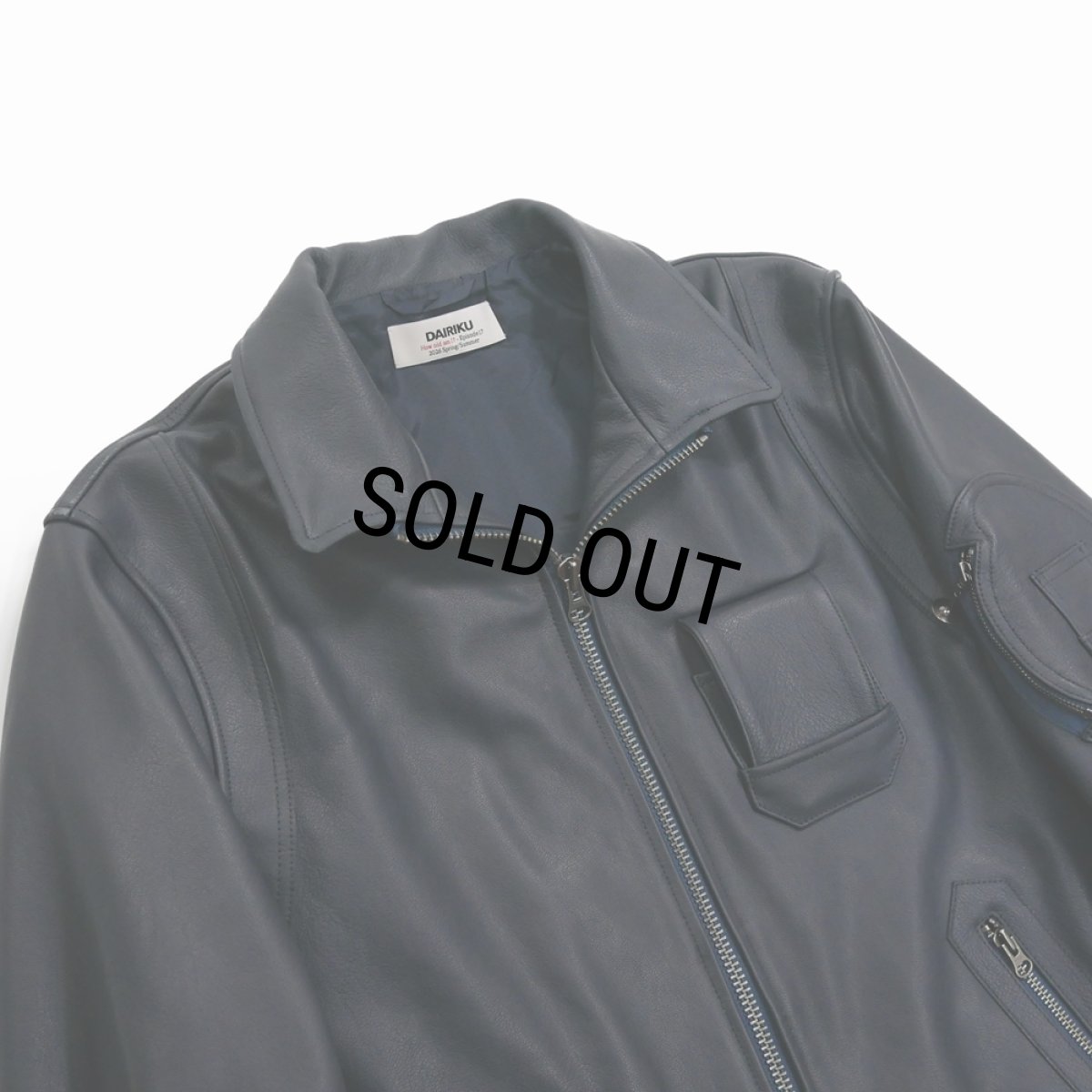 画像4: 【30%OFF】DAIRIKU/MIllitary Leather Flight Jacket（Navy/Black）［ミリタリーレザーフライトJKT-26春夏］ (4)