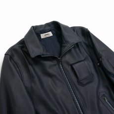 画像4: DAIRIKU/MIllitary Leather Flight Jacket（Navy/Black）［ミリタリーレザーフライトJKT-26春夏］ (4)