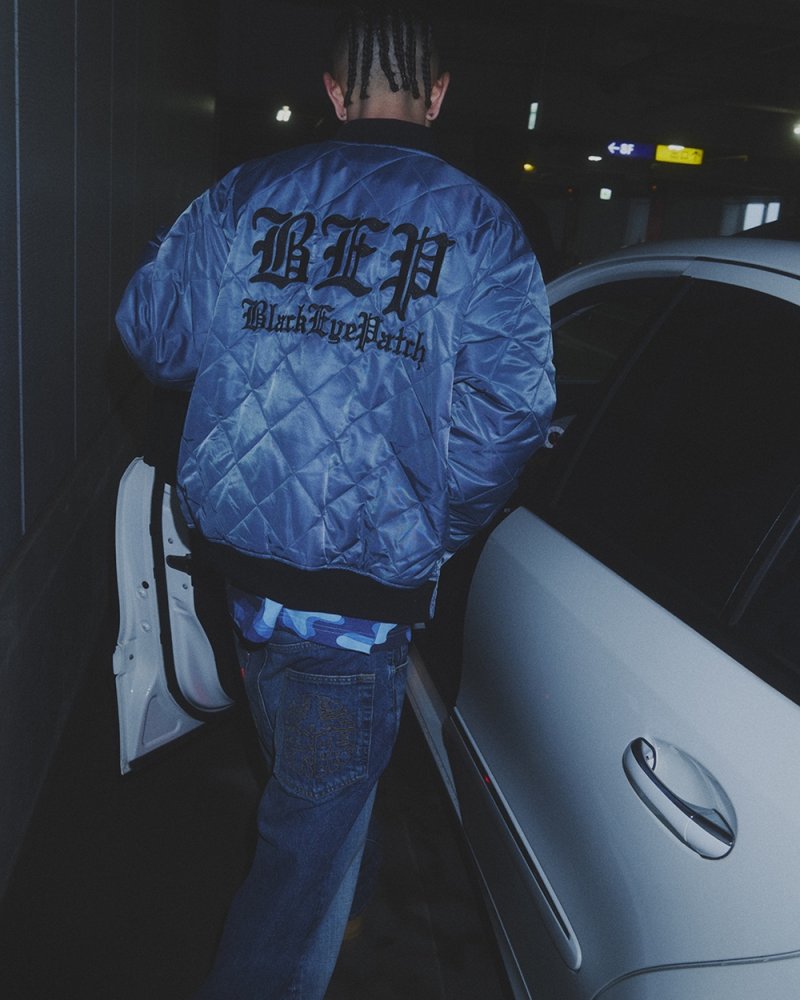画像3: BlackEyePatch/3 LETTER OE QUILTED JACKET（GRAY）