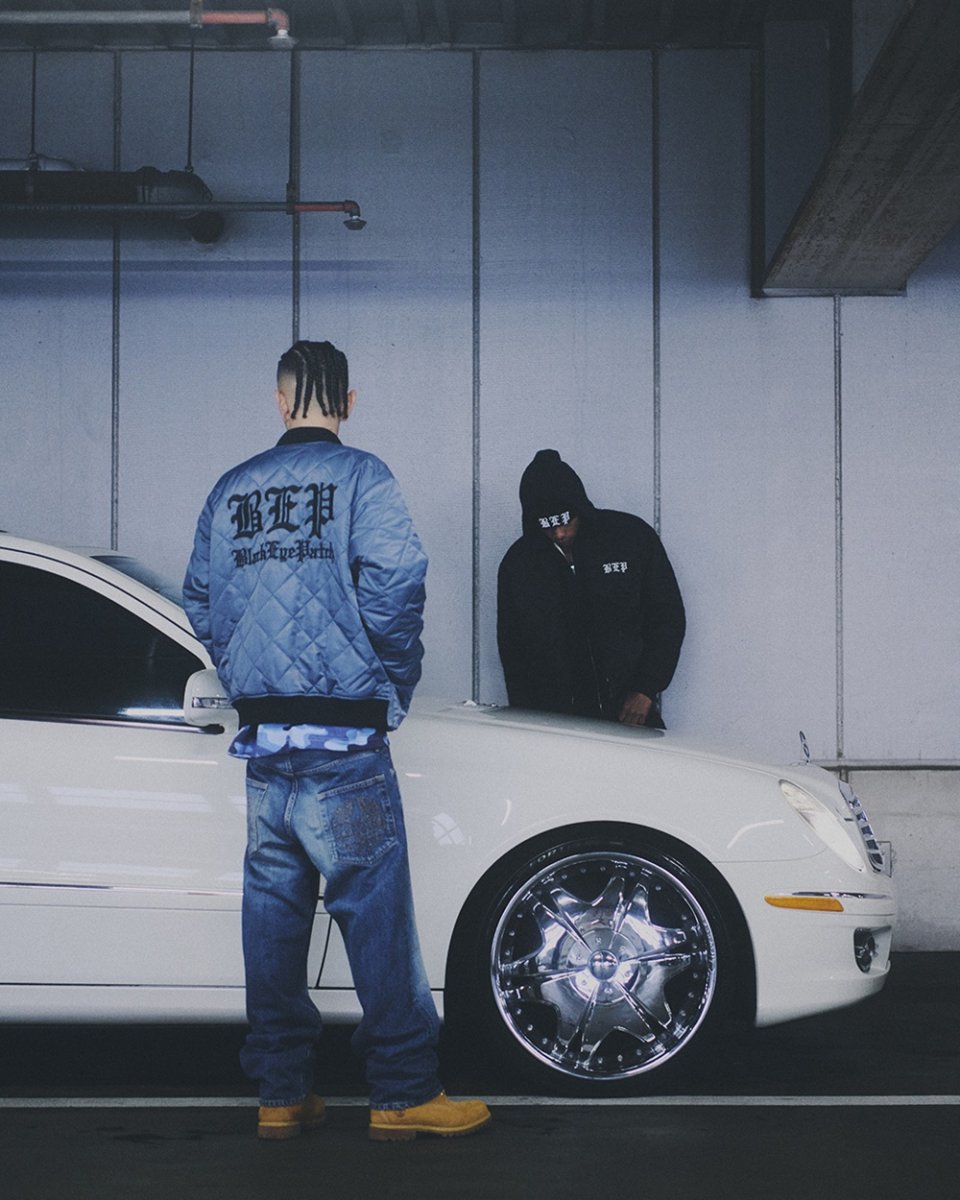 画像4: BlackEyePatch/3 LETTER OE QUILTED JACKET（GRAY） (4)