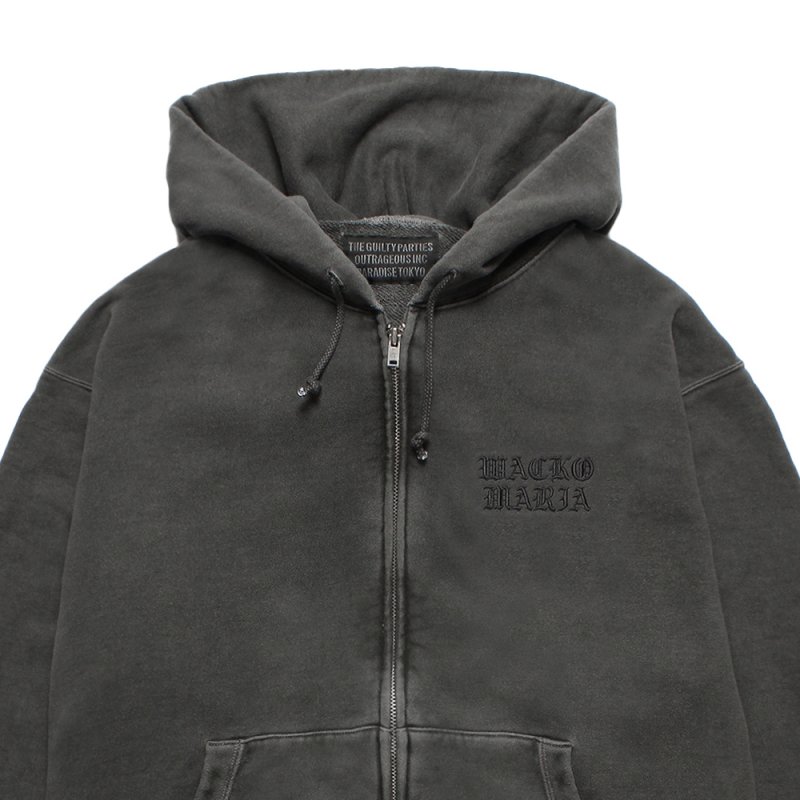 画像2: WACKO MARIA/WASHED HEAVY WEIGHT ZIP HOODED SWEAT SHIRT（GRAY）［ジップアップパーカー-26春夏］