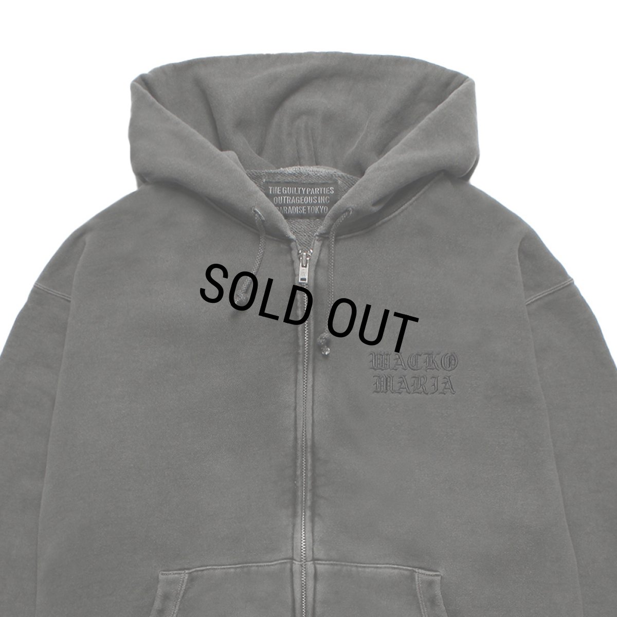 画像2: WACKO MARIA/WASHED HEAVY WEIGHT ZIP HOODED SWEAT SHIRT（GRAY）［ジップアップパーカー-26春夏］ (2)