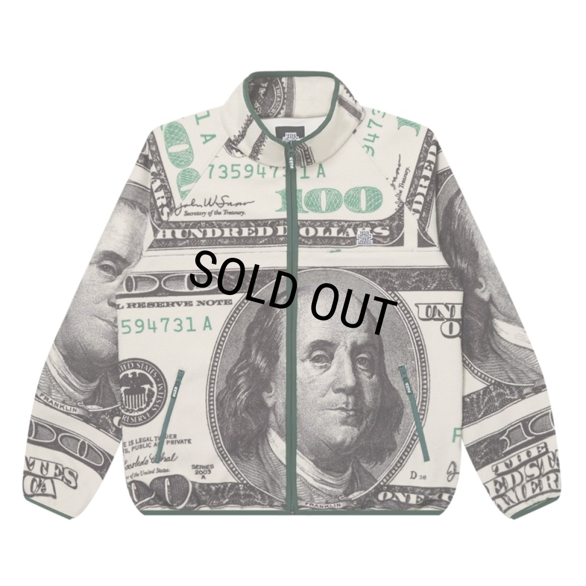 画像1: BlackEyePatch/BIG HUNDEREDS PATTERNED FLEECE JACKET（WHITE） (1)