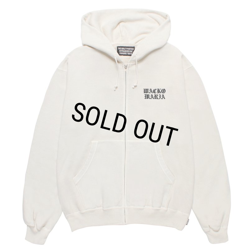 WACKO MARIA/WASHED HEAVY WEIGHT ZIP HOODED SWEAT SHIRT（IVORY