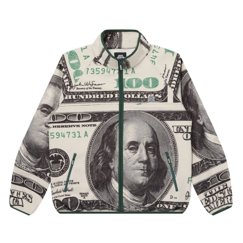 画像1: BlackEyePatch/BIG HUNDEREDS PATTERNED FLEECE JACKET（WHITE）