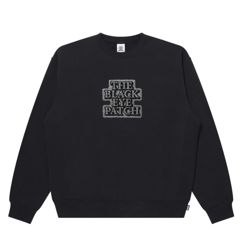 画像1: BlackEyePatch/RHINESTONED OG LABEL CREW SWEAT（BLACK）