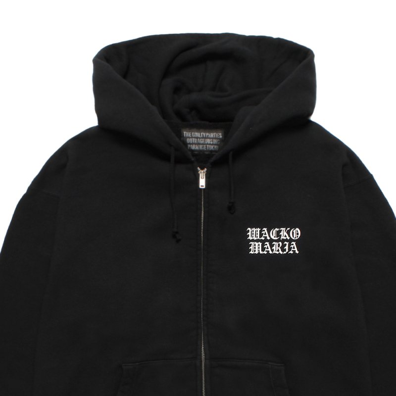 画像2: WACKO MARIA/WASHED HEAVY WEIGHT ZIP HOODED SWEAT SHIRT（BLACK）［ジップアップパーカー-26春夏］